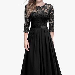 *NWT* Vintage Floral Lace 3/4 Sleeve Wedding Guest Bridesmaid Maxi Dress